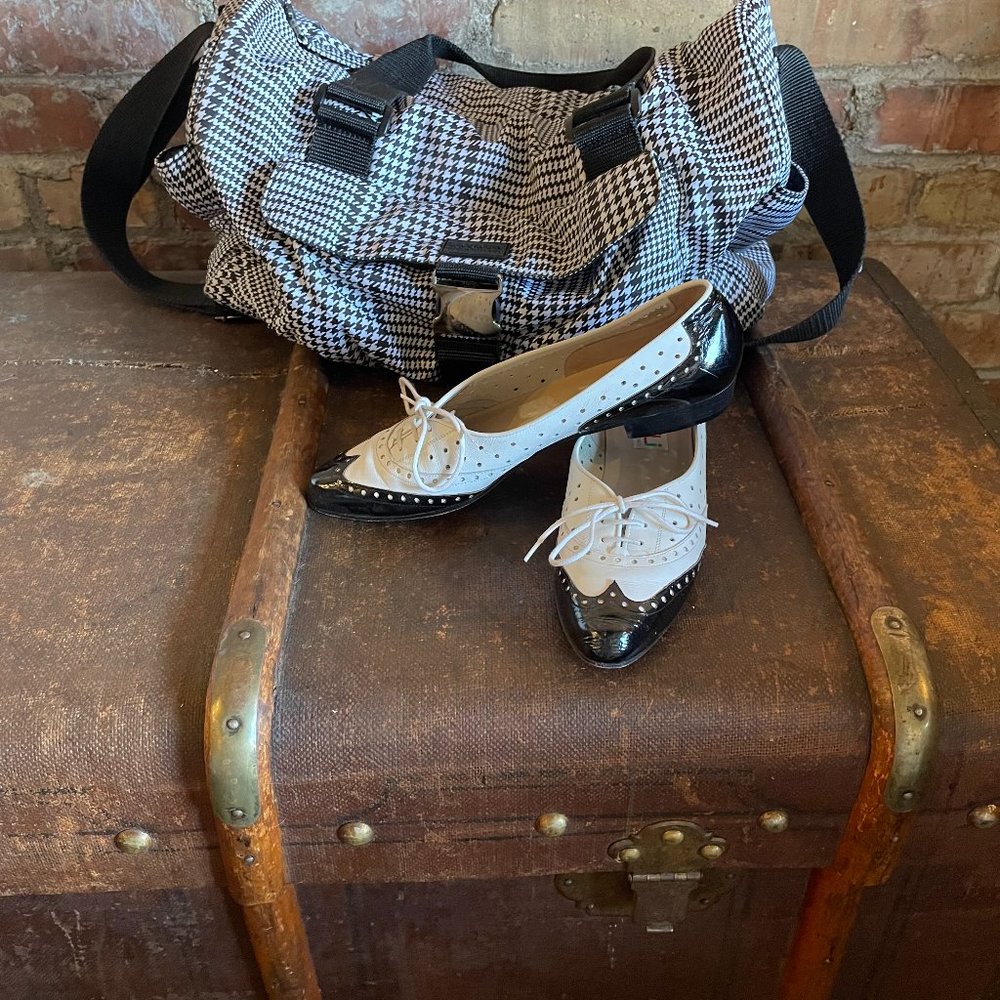 Vaneli Vintage Tuxedo shoes with laces.